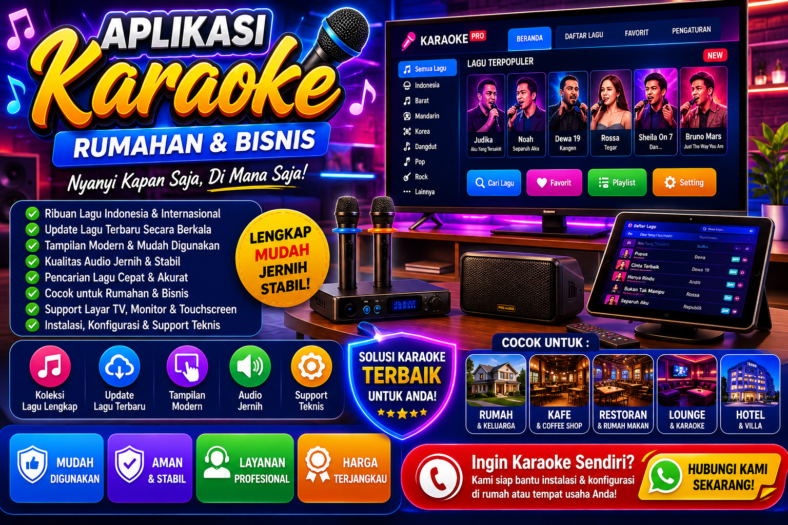 Aplikasi Karaoke untuk Rumahan, Kafe, Resto & Tempat Usaha
