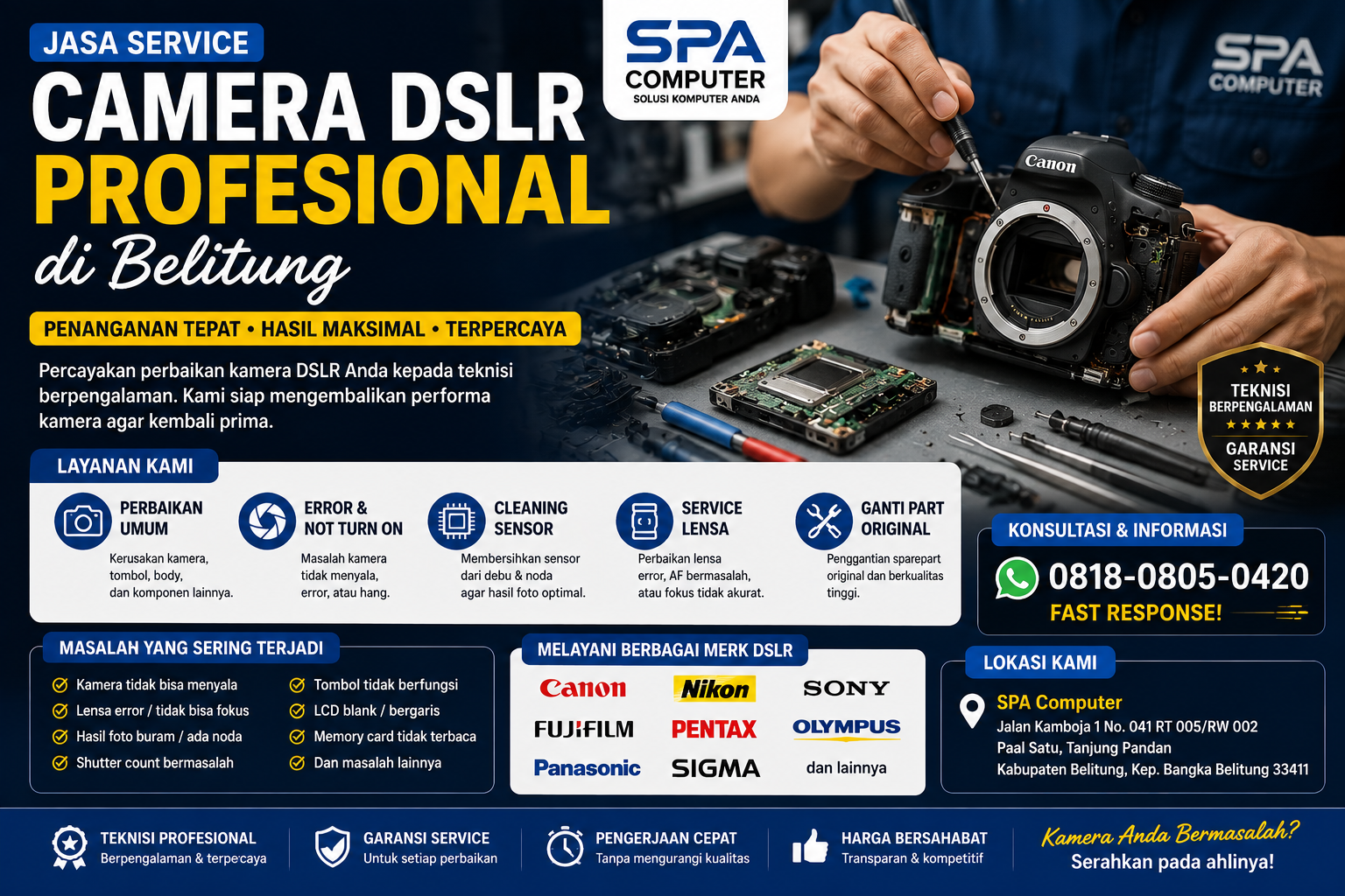 Jasa Service Camera DSLR Profesional di Belitung