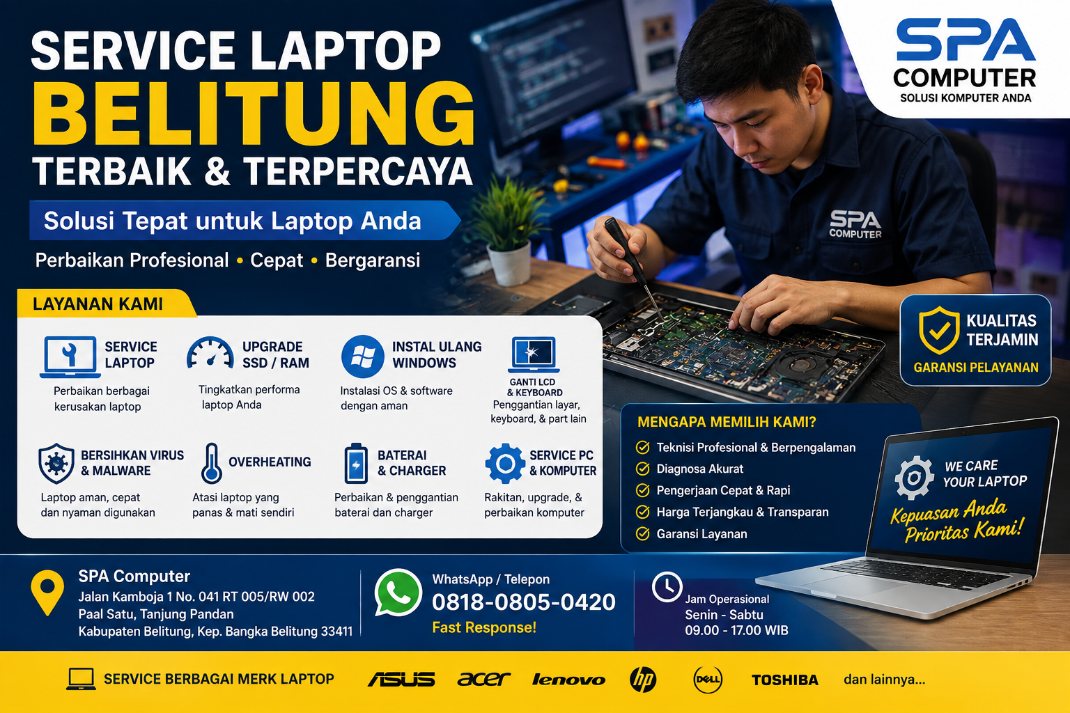 Service Laptop Belitung Terbaik dan Terpercaya di Belitung