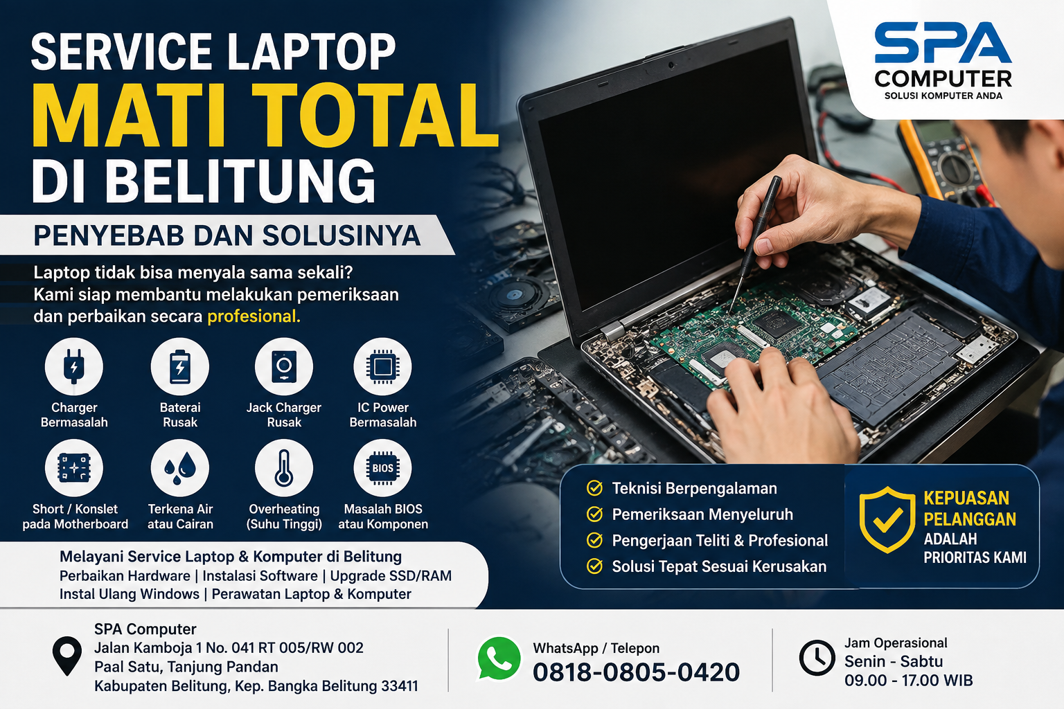 Service Laptop Mati Total di Belitung